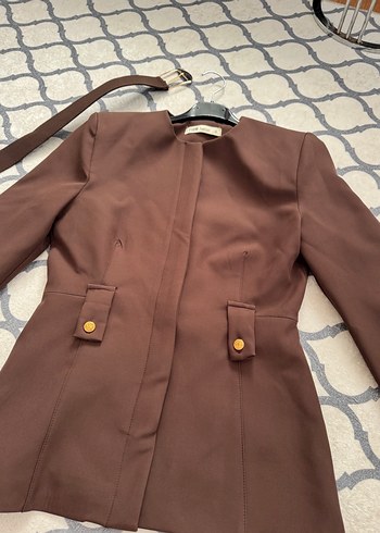 Kadın Kahverengi Düğmeli  Blazer ceket - Görsel 3