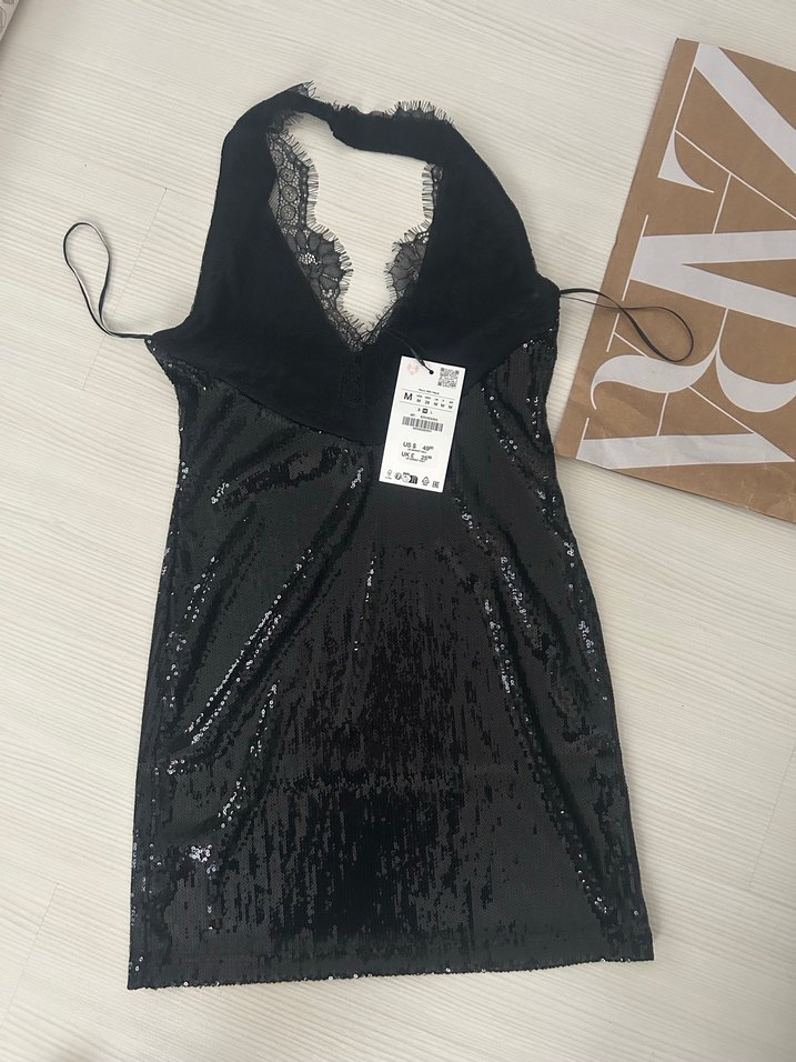 Zara Pullu Mini Elbise - Görsel 2