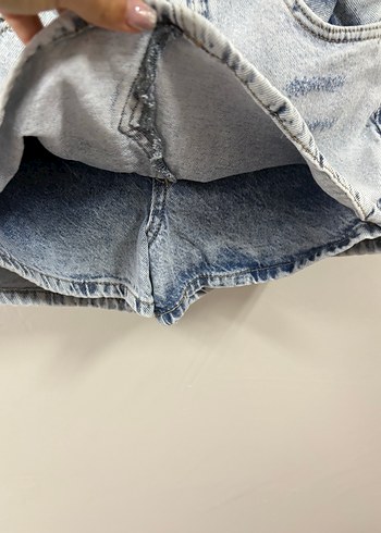 13-14 Yaş Beden mavi Renk KOTON KİDS 13-14 yaş Gri Mavi Batik Desen Mini Kot ŞORT Etek