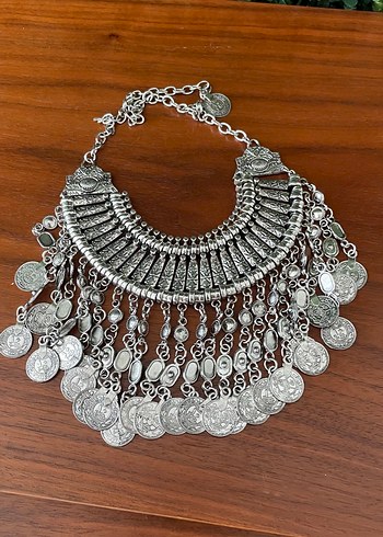 Zara Uzun Zincir Detaylı Bohem Gümüş Kolye