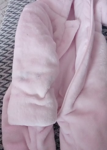 Pembe Peluş Kapüşonlu Kışlık Bebek Full Tulum | - Görsel 5