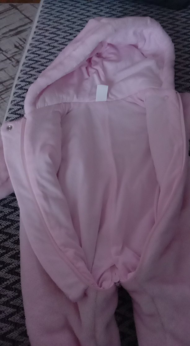 Pembe Peluş Kapüşonlu Kışlık Bebek Full Tulum | - Görsel 3