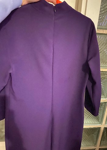 Mor V Yaka midi elbise - Görsel 2