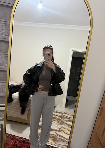 Siyah pull and bear kadın  Deri Ceket - Görsel 2