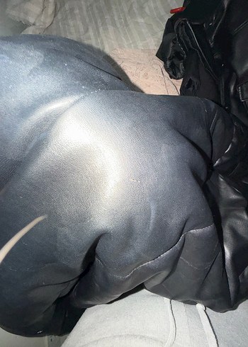 Siyah h&m Deri Puff Kısa Kadın Mont - Görsel 3