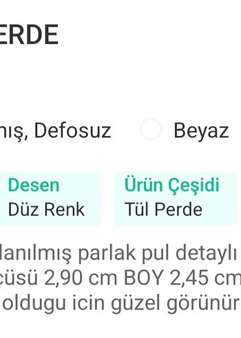 Ekru Parlak pul İşlemeli Beyaz Perde - Görsel 9