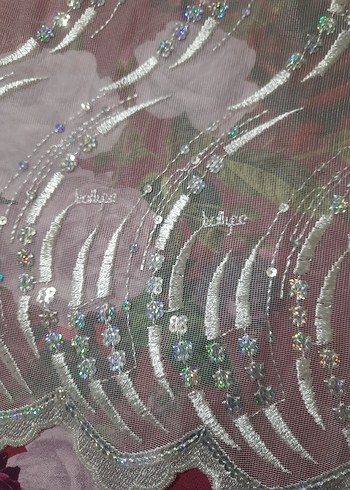 Birillife Beyaz parlak pul işlemeli Perde - Görsel 6