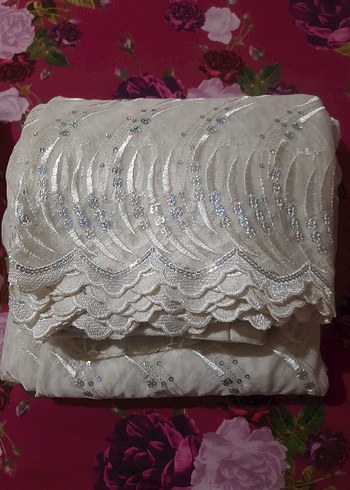 Birillife Beyaz parlak pul işlemeli Perde - Görsel 7