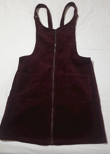 Bordo MÜRDÜM Kadın fitilli kadife Fermuarlı Midi Salopet - Görsel 12