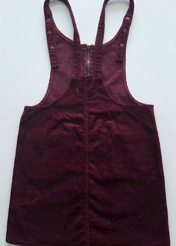 Bordo MÜRDÜM Kadın fitilli kadife Fermuarlı Midi Salopet - Görsel 3