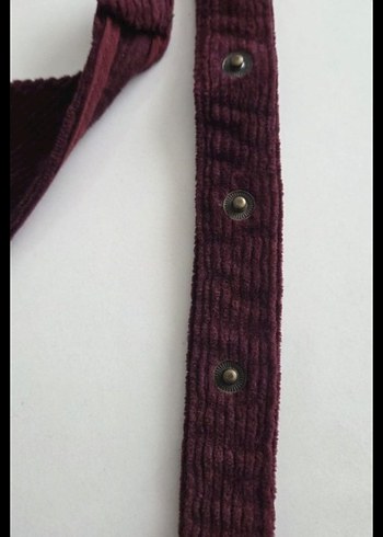 Bordo MÜRDÜM Kadın fitilli kadife Fermuarlı Midi Salopet - Görsel 4