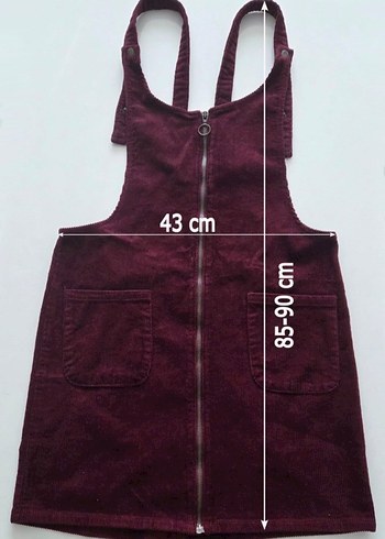 Bordo MÜRDÜM Kadın fitilli kadife Fermuarlı Midi Salopet - Görsel 6