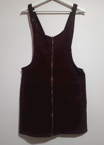 Bordo MÜRDÜM Kadın fitilli kadife Fermuarlı Midi Salopet - Görsel 14