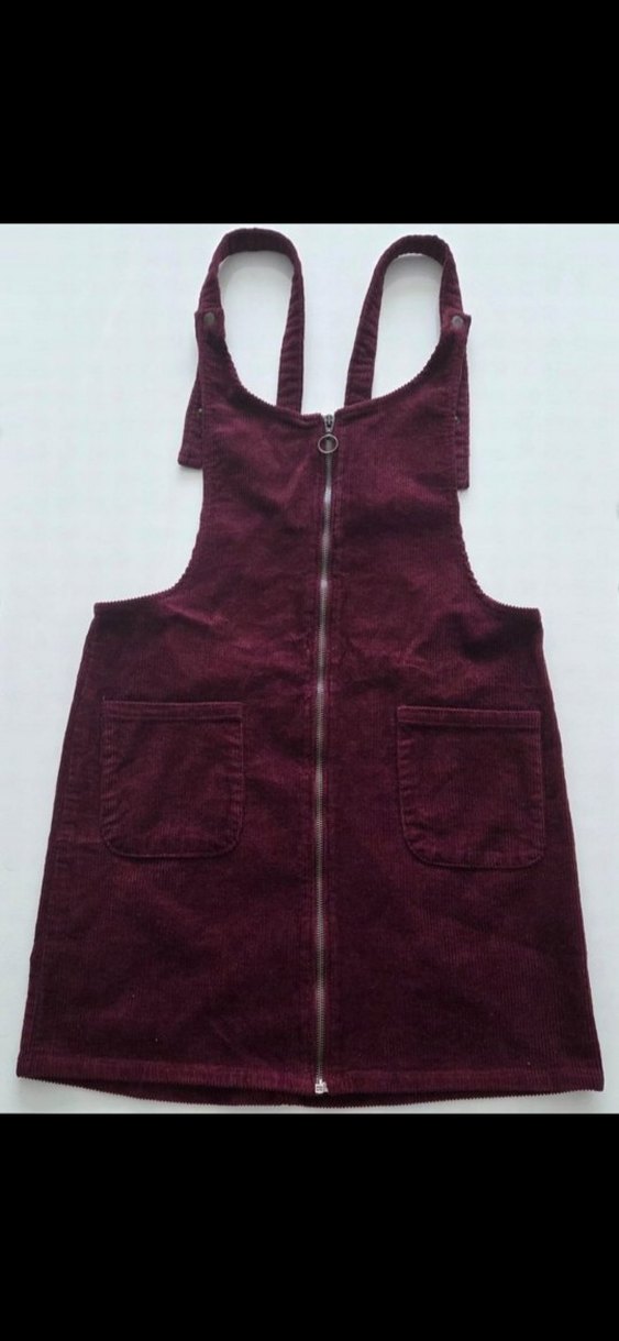 Bordo MÜRDÜM Kadın fitilli kadife Fermuarlı Midi Salopet - Görsel 2