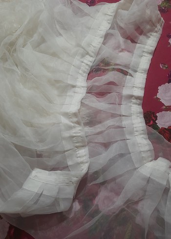 Lale Nakışlı Bej Ekru Tül Perde - Görsel 9