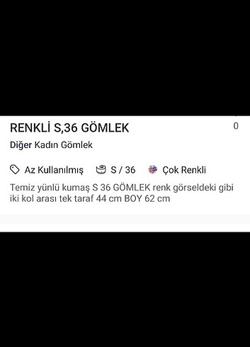 36 Beden çeşitli Renk GÖMLEK 