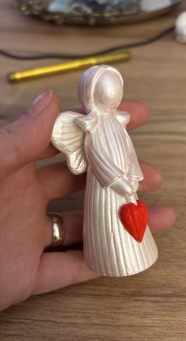 Kırmızı Kalpli Beyaz Melek Biblo - Görsel 4