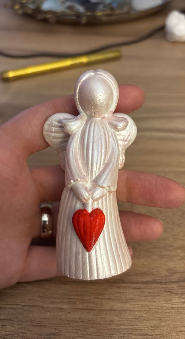 Kırmızı Kalpli Beyaz Melek Biblo - Görsel 3