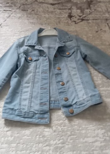 Düğmeli Mavi Kız Denim Ceket