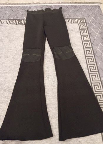 Siyah Kemerli Kadın İspanyol Paça Pantolon - Görsel 3