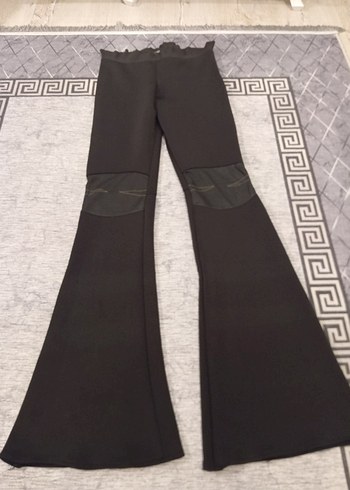 Siyah Kemerli Kadın İspanyol Paça Pantolon - Görsel 4