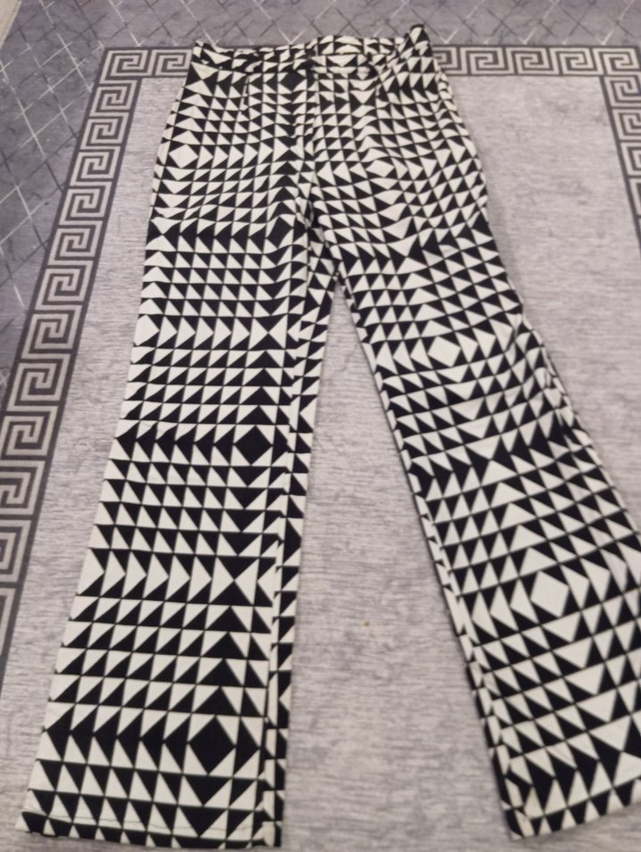 Kadın Desenli Gri Örme Kumaş Pantolon - Görsel 3