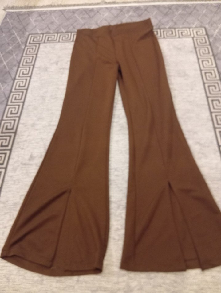 Kadın Kahverengi Bol Kesim Uzun Kumaş Pantolon - Görsel 2