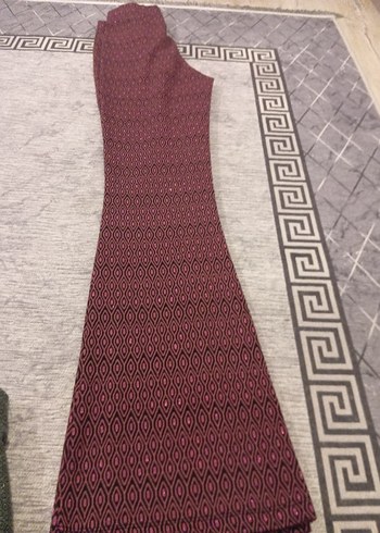 Bordo Bohem Pileli Kadın Kumaş Pantolon - Görsel 3