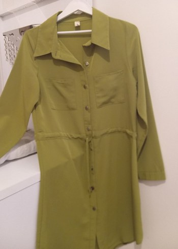 Düğmeli Uzun Kollu Haki Kadın Tunik - Görsel 2