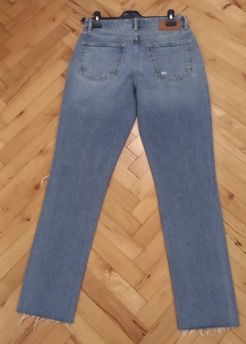 Kadın Mavi Yırtık Denim Pantolon - Görsel 3
