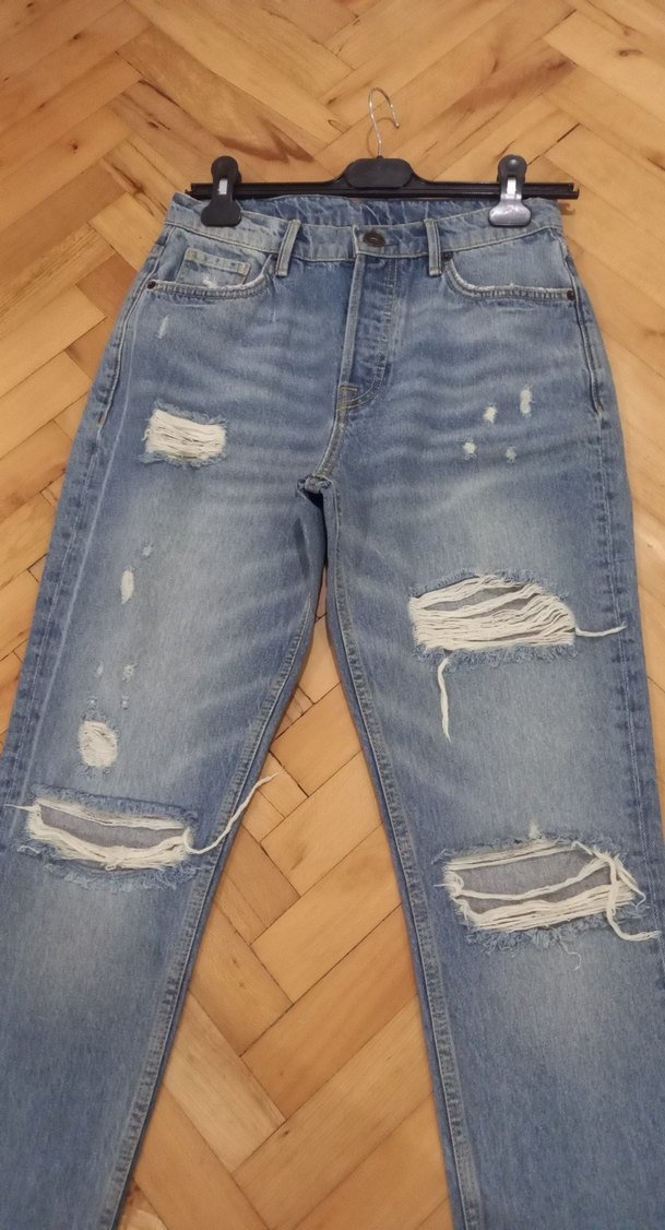 Kadın Mavi Yırtık Denim Pantolon - Görsel 2