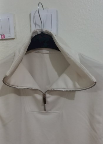 Fermuarlı ekru Kolsuz Kadın sweat - Görsel 2