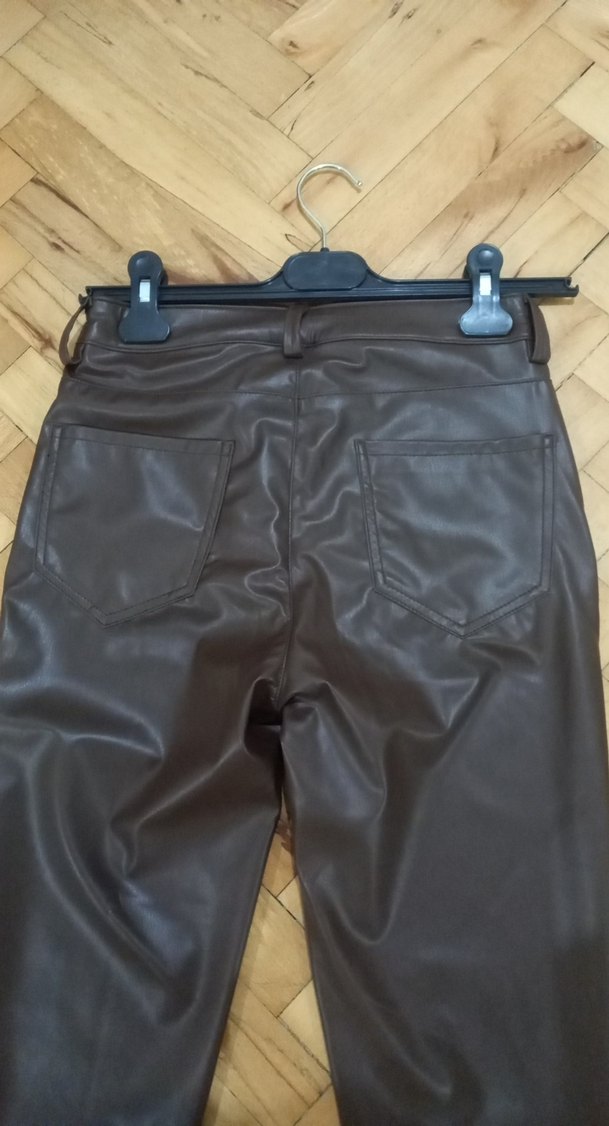 Kahverengi Deri Kadın Pantolon - Görsel 4