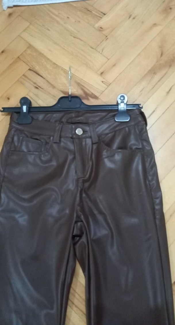 Kahverengi Deri Kadın Pantolon - Görsel 2