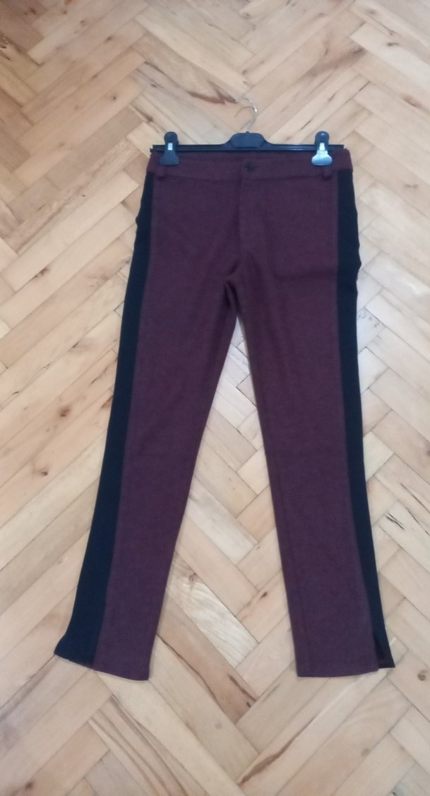 Bordo Siyah Kadın Kumaş Pantolon - Görsel 5