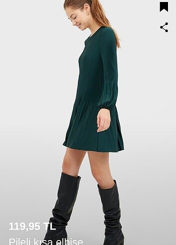 Stradivarius yeşil elbise