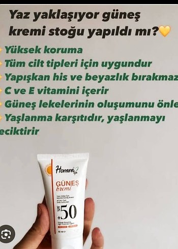Homm Güneş Kremi SPF 50, Tüm Cilt Tipleri İçin