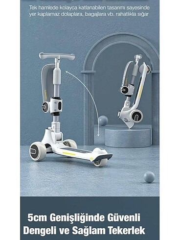 Beden Ally Ayarlanabilir Yükseklik 3 Tekerlekli Çocuk Scooterı Katlana