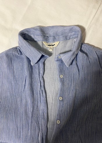 Mavi Düğmeli Kısa Kollu Gömlek - Görsel 2