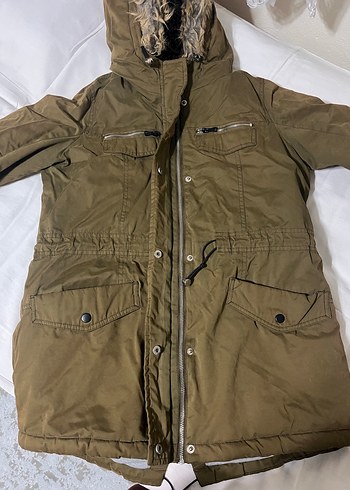 Kürklü Kapüşonlu Kadın Kahverengi Kaban - Görsel 2