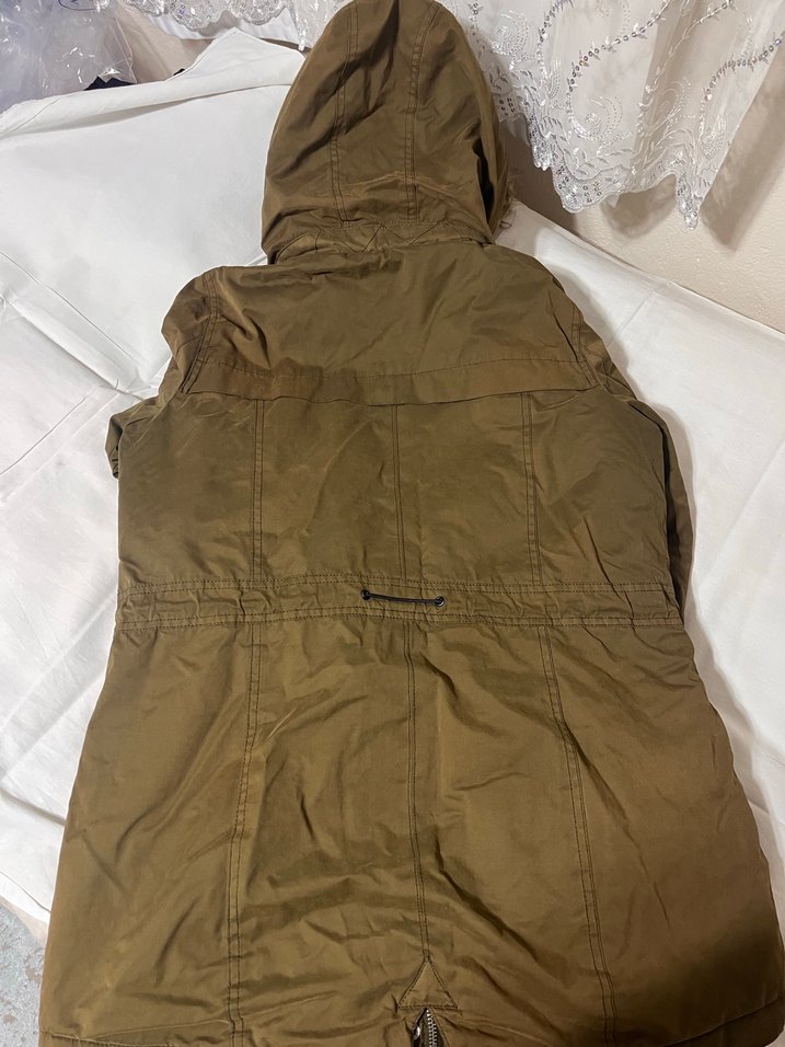 Kürklü Kapüşonlu Kadın Kahverengi Kaban - Görsel 5