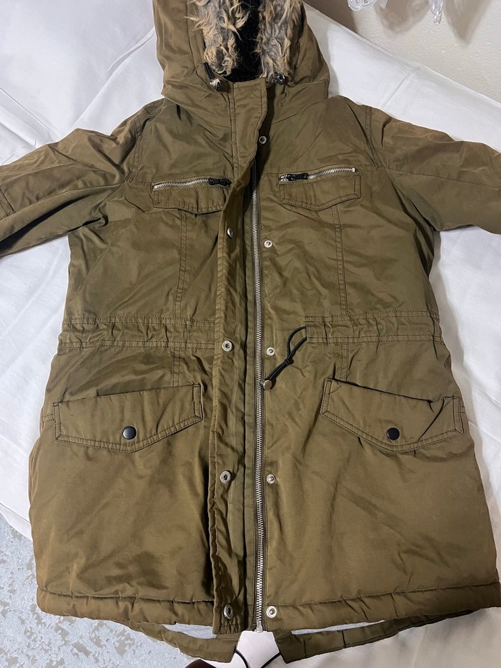 Kürklü Kapüşonlu Kadın Kahverengi Kaban - Görsel 2