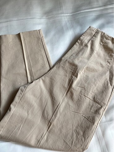 Krem rengi keten pantolon - Görsel 2