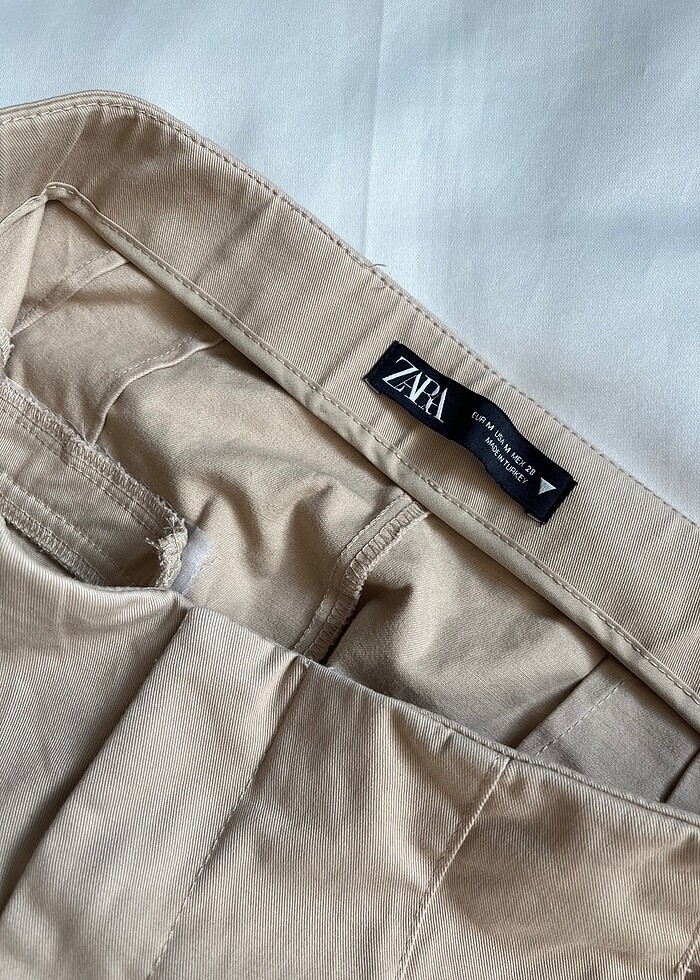 Krem rengi keten pantolon - Görsel 4