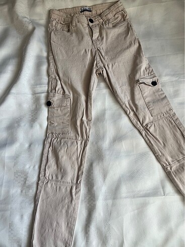 Krem kargo pantolon