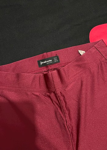 Stradivarius Bordo Düz Kesim Kadın Tayt