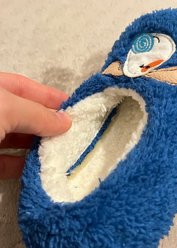 Kızlar için Mavi Kürklü Nakışlı Ev Terliği - Görsel 2