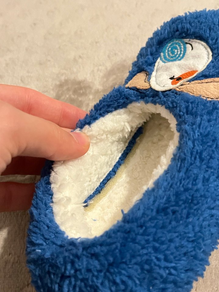 Kızlar için Mavi Kürklü Nakışlı Ev Terliği - Görsel 2