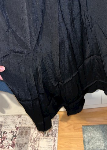 Siyah Uzun Askılı saten Kadın Elbise - Görsel 4