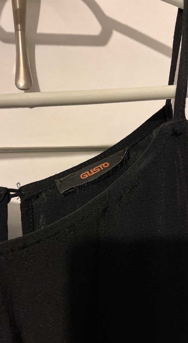 Siyah Uzun Askılı saten Kadın Elbise - Görsel 3